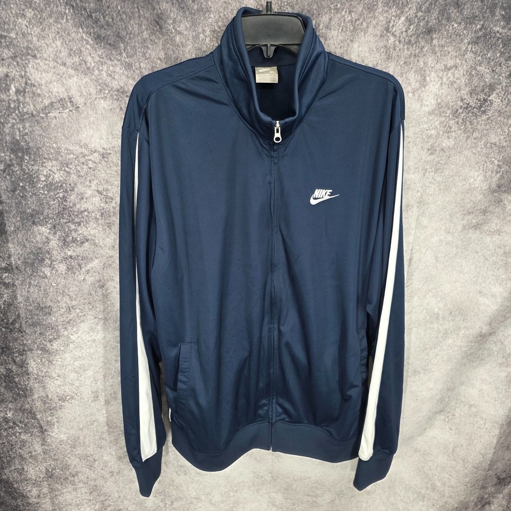Nike Running Jacket Mens XL Blue Full Zip Swoosh Track Training Athleisure